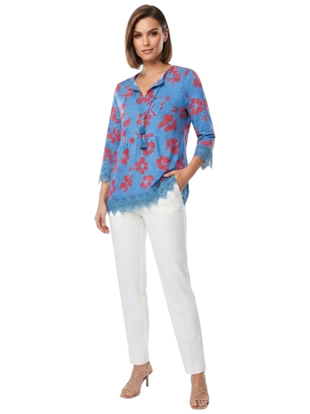 Image for Women's Floral Printed Top,Blue