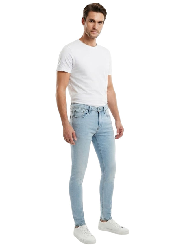 Image for Men's Plain Solid Jeans,Light Blue