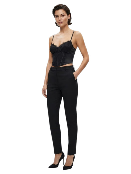 Image for Women's Plain Crop Top With Lace,Black