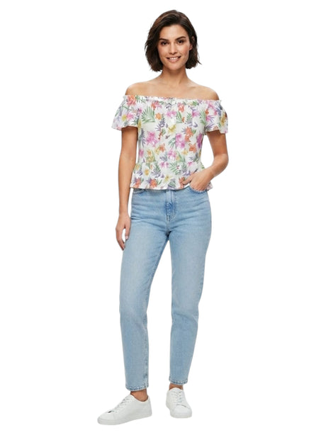 Image for Women's Floral Printed Top,White