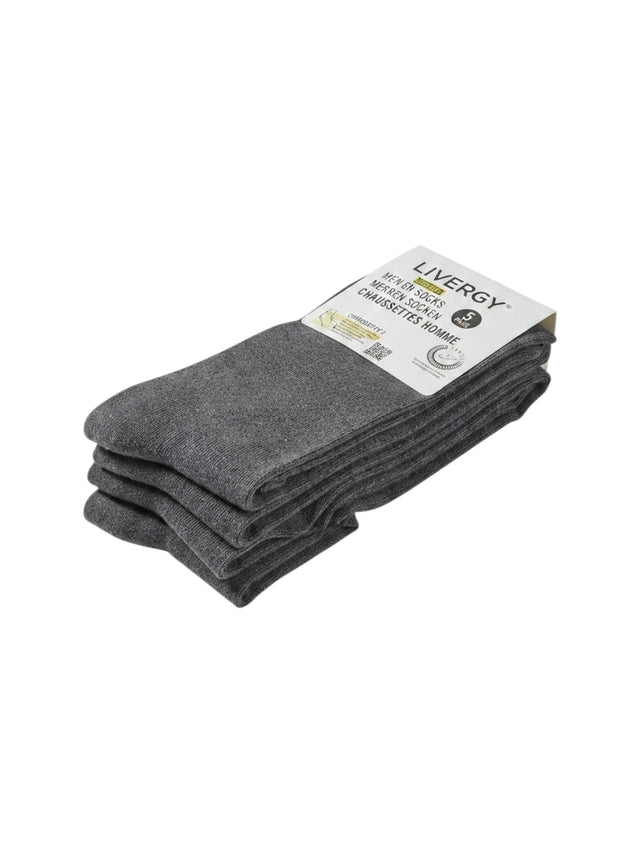 Image for Men's Plain Solid Socks Long Thin Set 5Pieces,Dark Grey