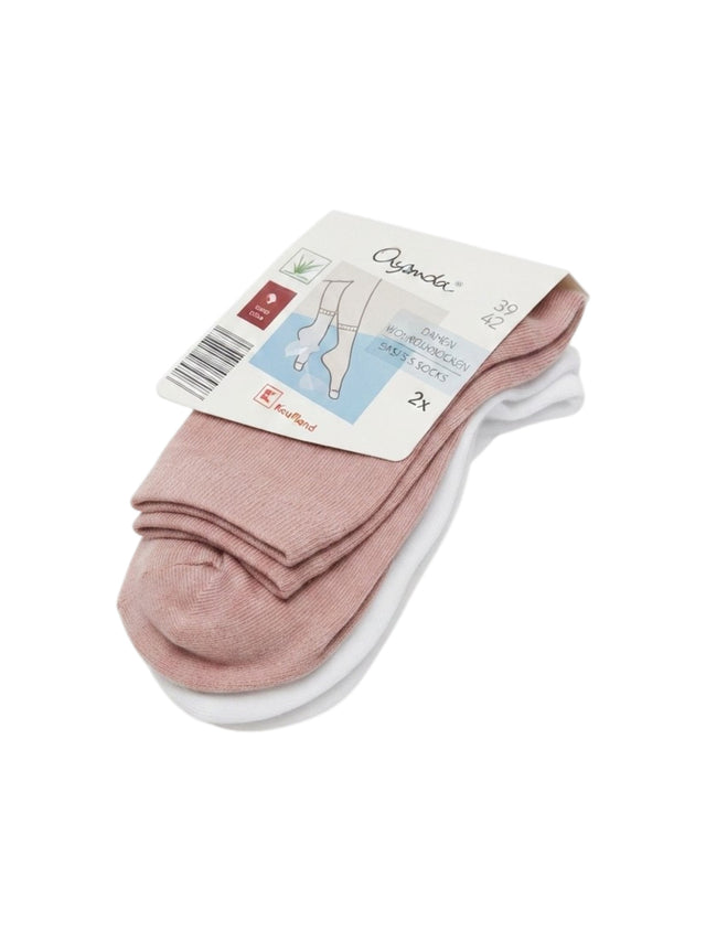 Image for Women's Plain Solid Socks Set 2Pieces,White/Pink