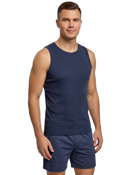 Image for Men's Plain Solid Tank Top,Navy