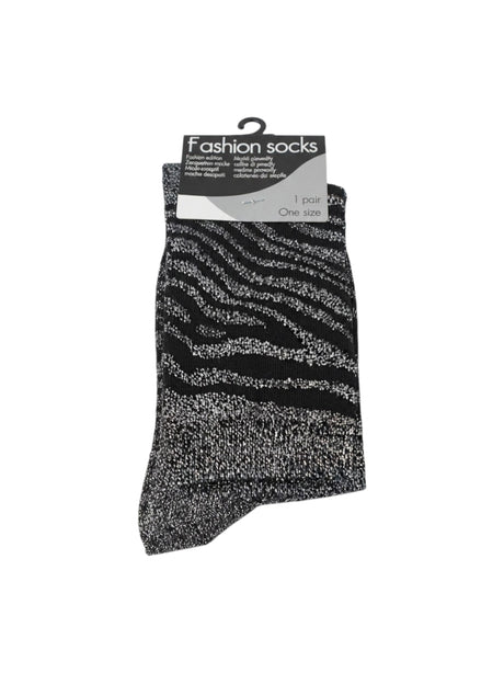 Image for Women's Striped Glitter Socks,Black