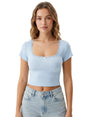 Image for Women's Floral Printed Crop,Top,Light Blue