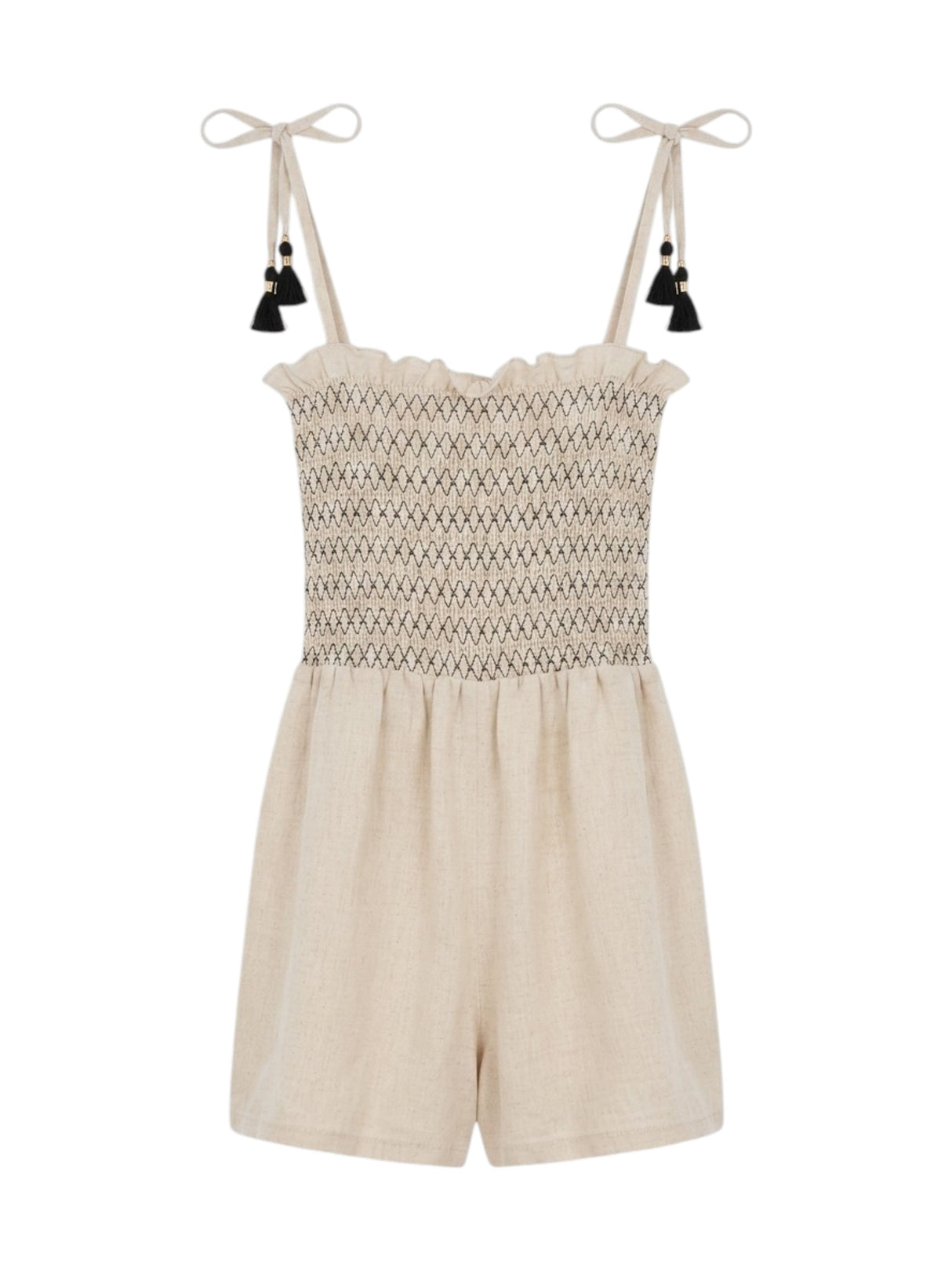 Image for Kids Girl's Smocked Jumpsuit,Beige