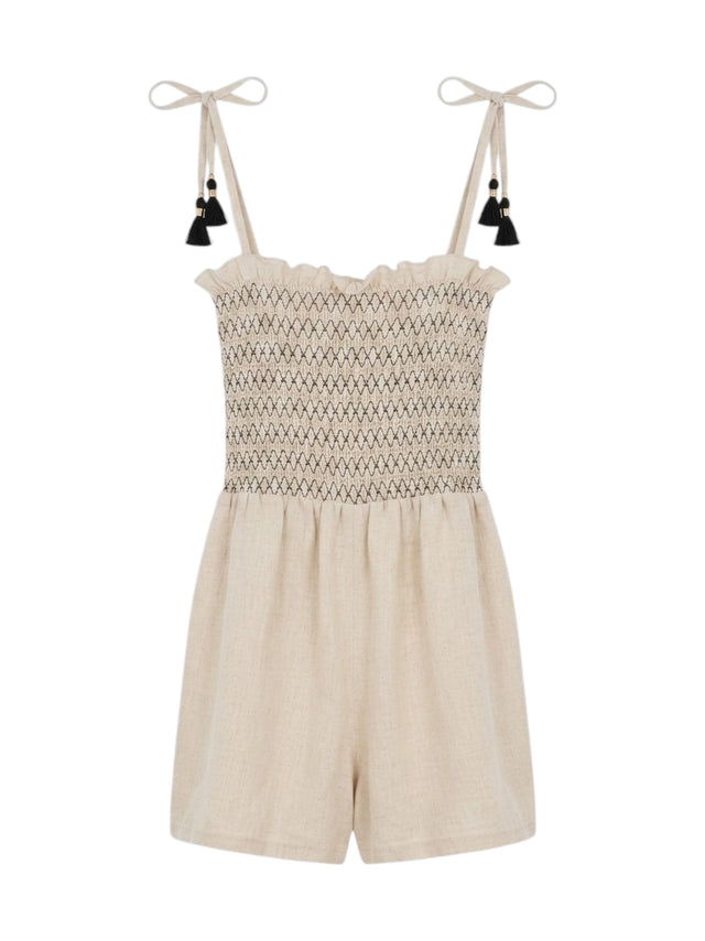 Image for Kids Girl's Smocked Jumpsuit,Beige