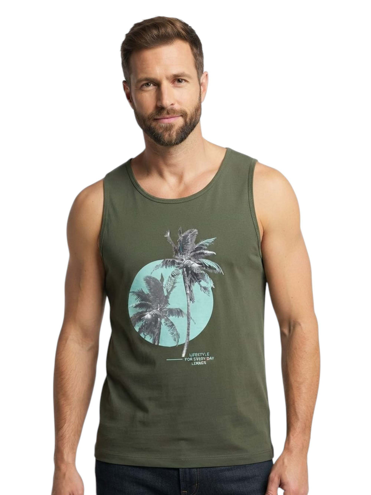 Image for Men's Printed Top,Olive