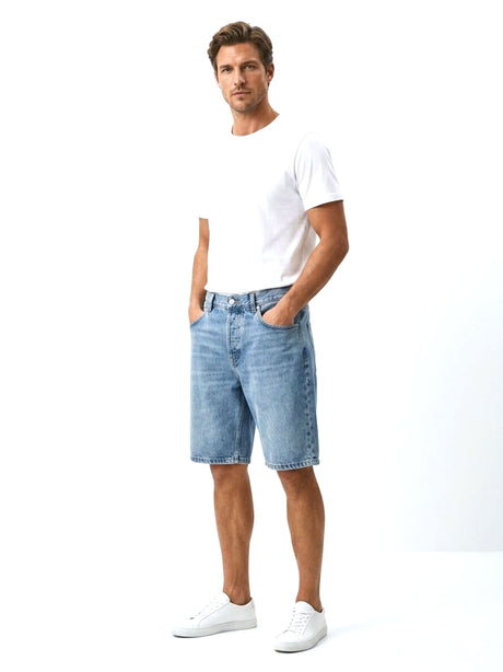 Image for Men's Plain Baggy Jeans Short,Dusty Blue