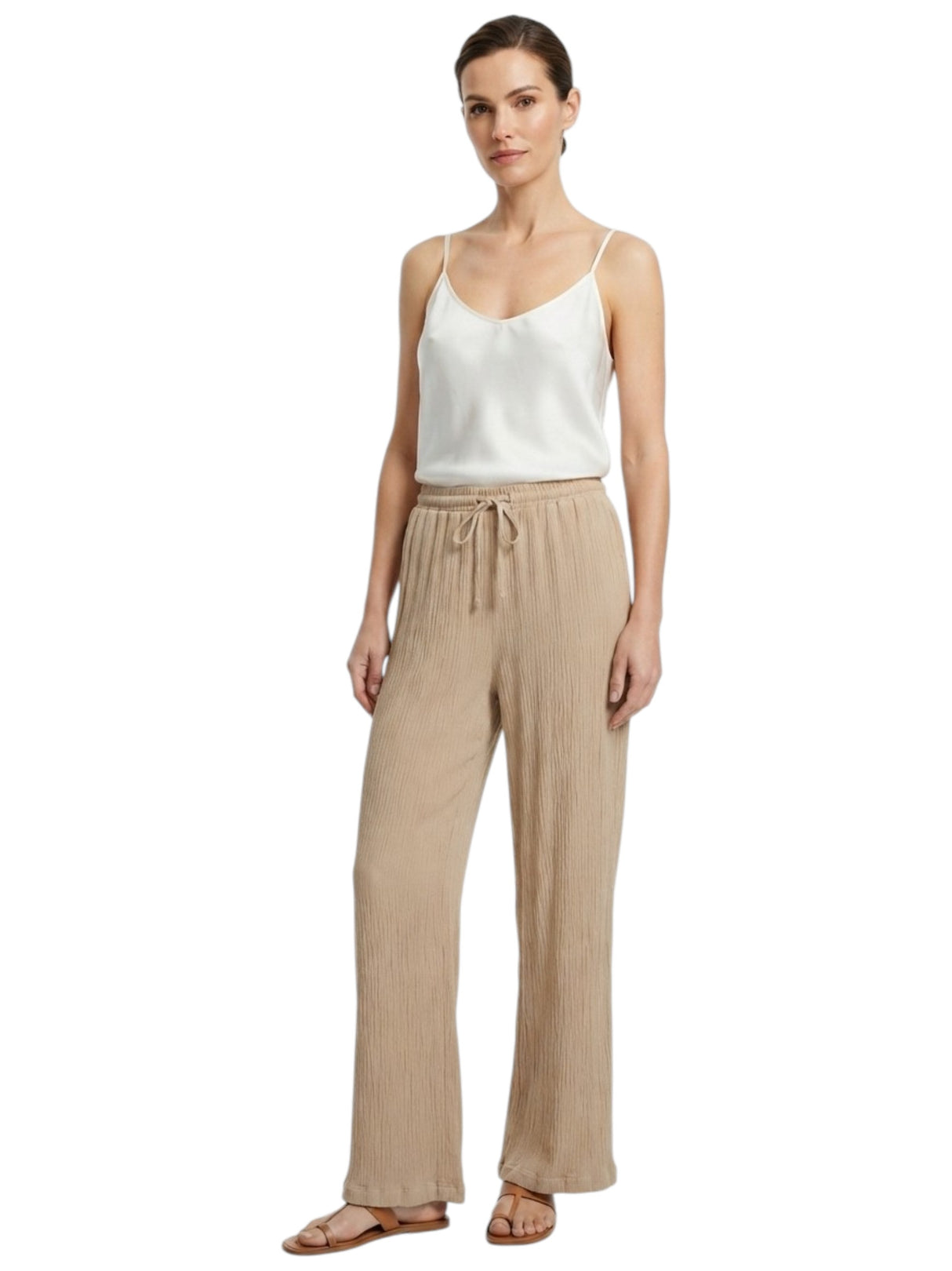 Image for Women's Ribbed Pants,Beige