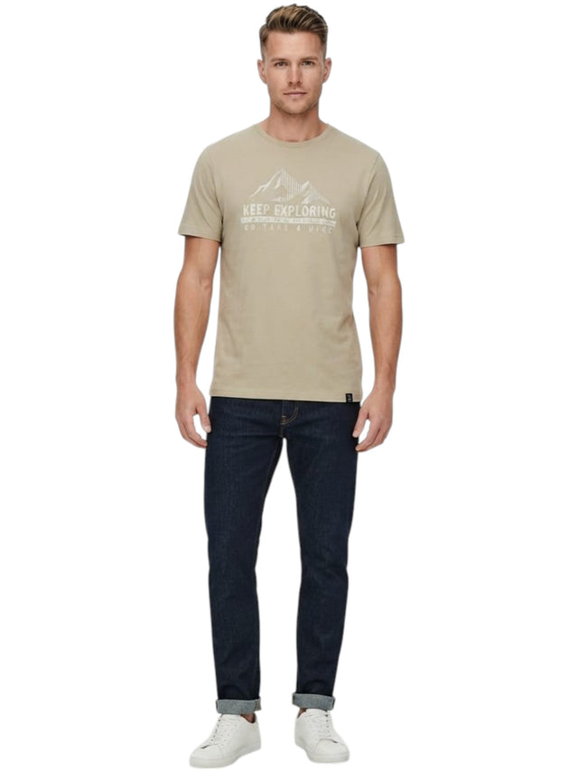 Image for Men's Printed Top,Dark Beige