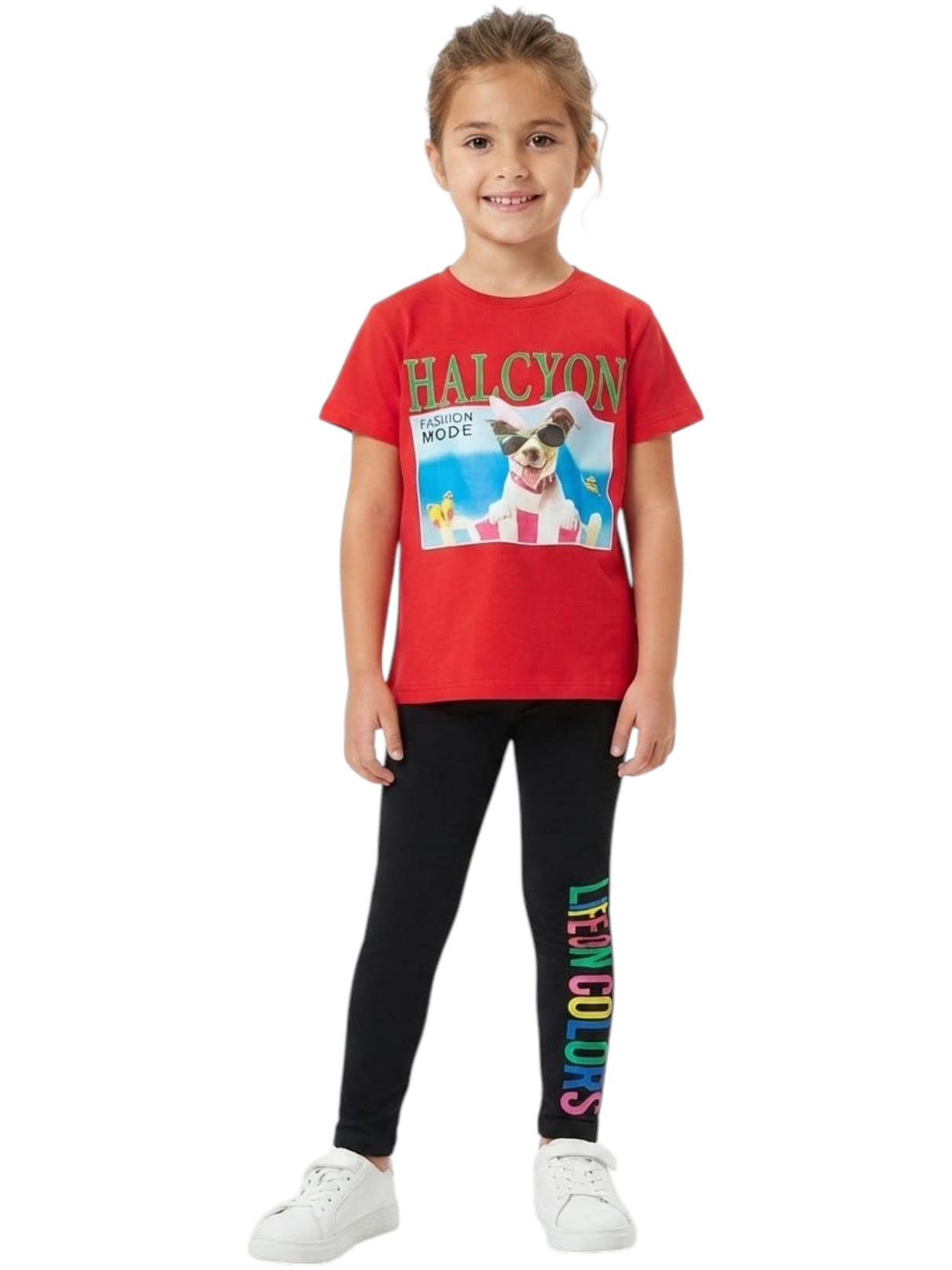 Image for Kids Girl's Printed Set Top & Pant,Red/Black