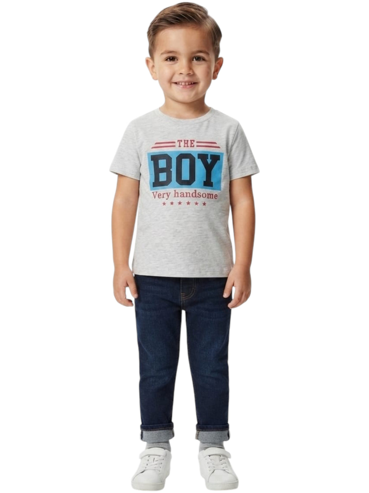 Image for Kids Boy's Printed Top,Light Grey