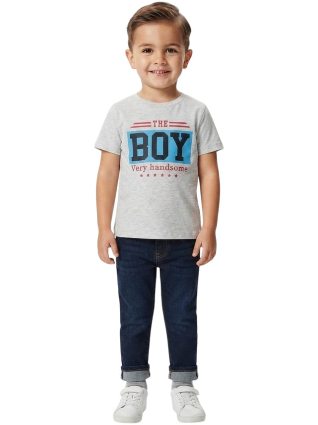 Image for Kids Boy's Printed Top,Light Grey