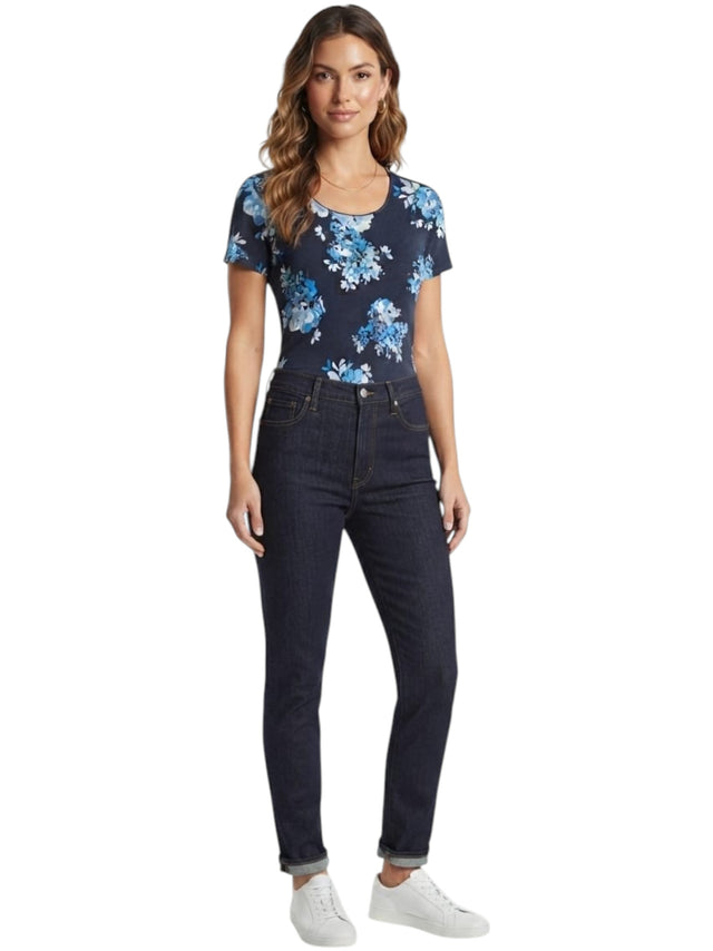 Image for Women's Floral Printed Top,Navy