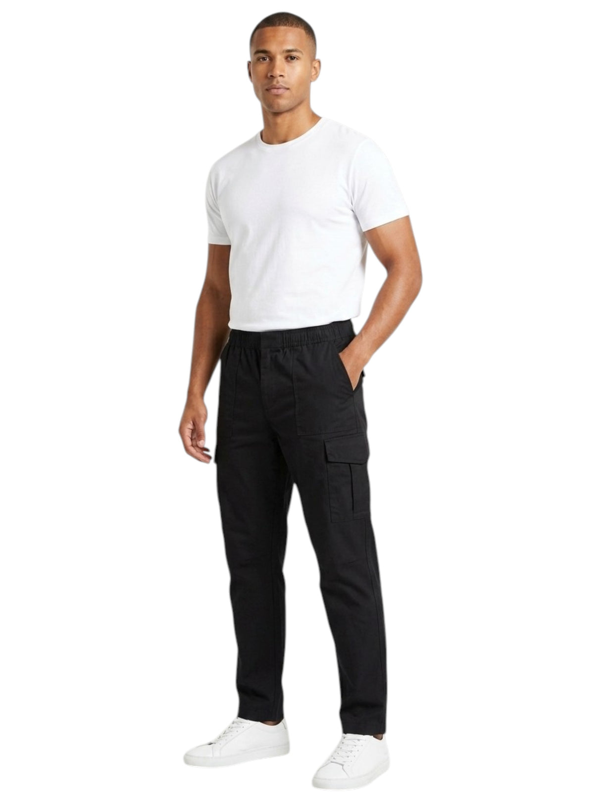 Image for Men's Plain Solid Cargo Pant,Black