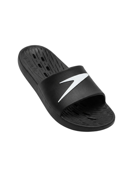 Image for Men's Logo Patched Slippers,Black