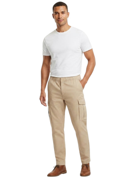 Image for Men's Plain Solid Cargo Pant,Beige