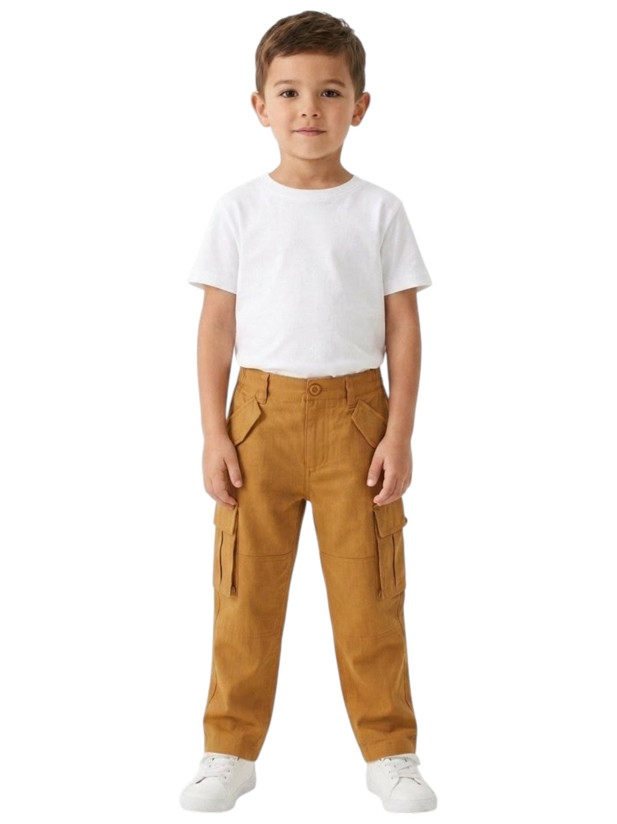 Image for Kids Boy's Plain Cargo Pant,Light Brown