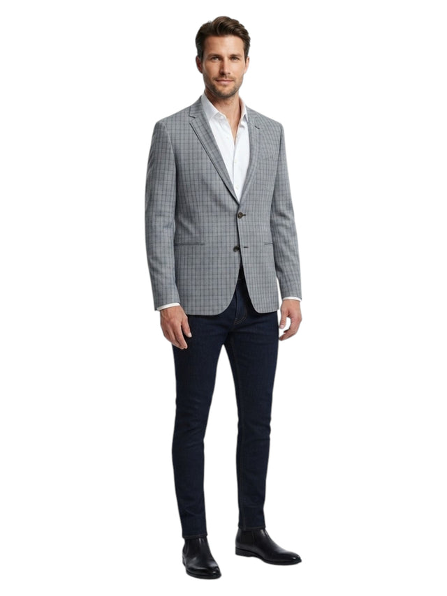 Image for Men's Plaid Blazer,Grey
