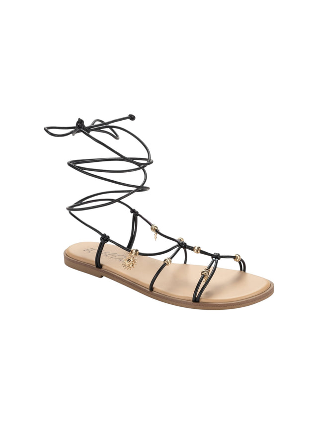 Image for Women's Plain Strappy Lace-up Sandals With Charms,Black