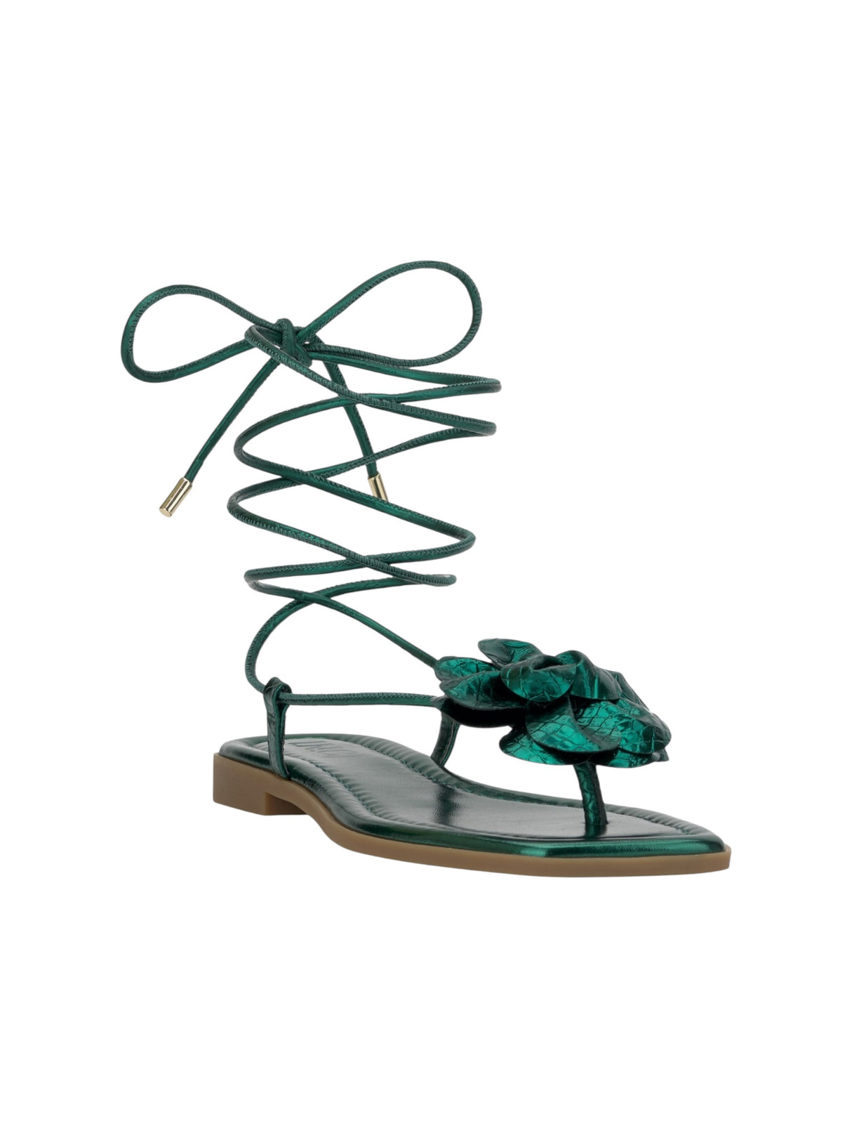 Image for Women's Plain Bright Floral Lace-up Sandals,Green