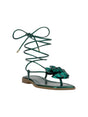 Image for Women's Plain Bright Floral Lace-up Sandals,Green
