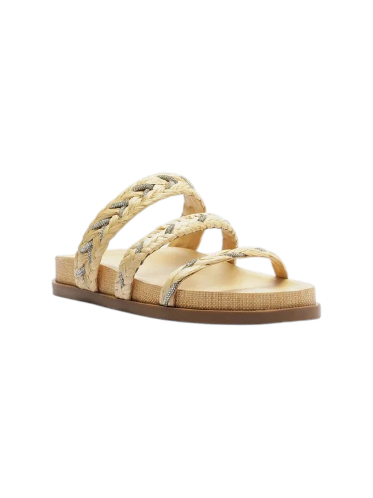 Image for Women's Textured Slippers With Silver Detailing,Beige