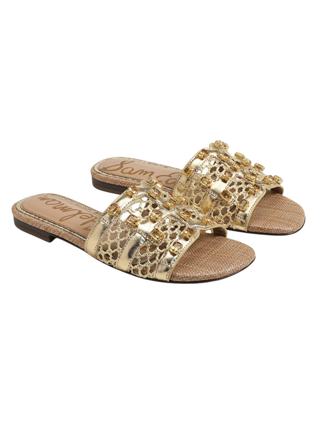 Image for Women's Textured Metallic Woven Vamp With Sparkling Shinestones,Gold