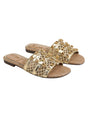 Image for Women's Textured Metallic Woven Vamp With Sparkling Shinestones,Gold