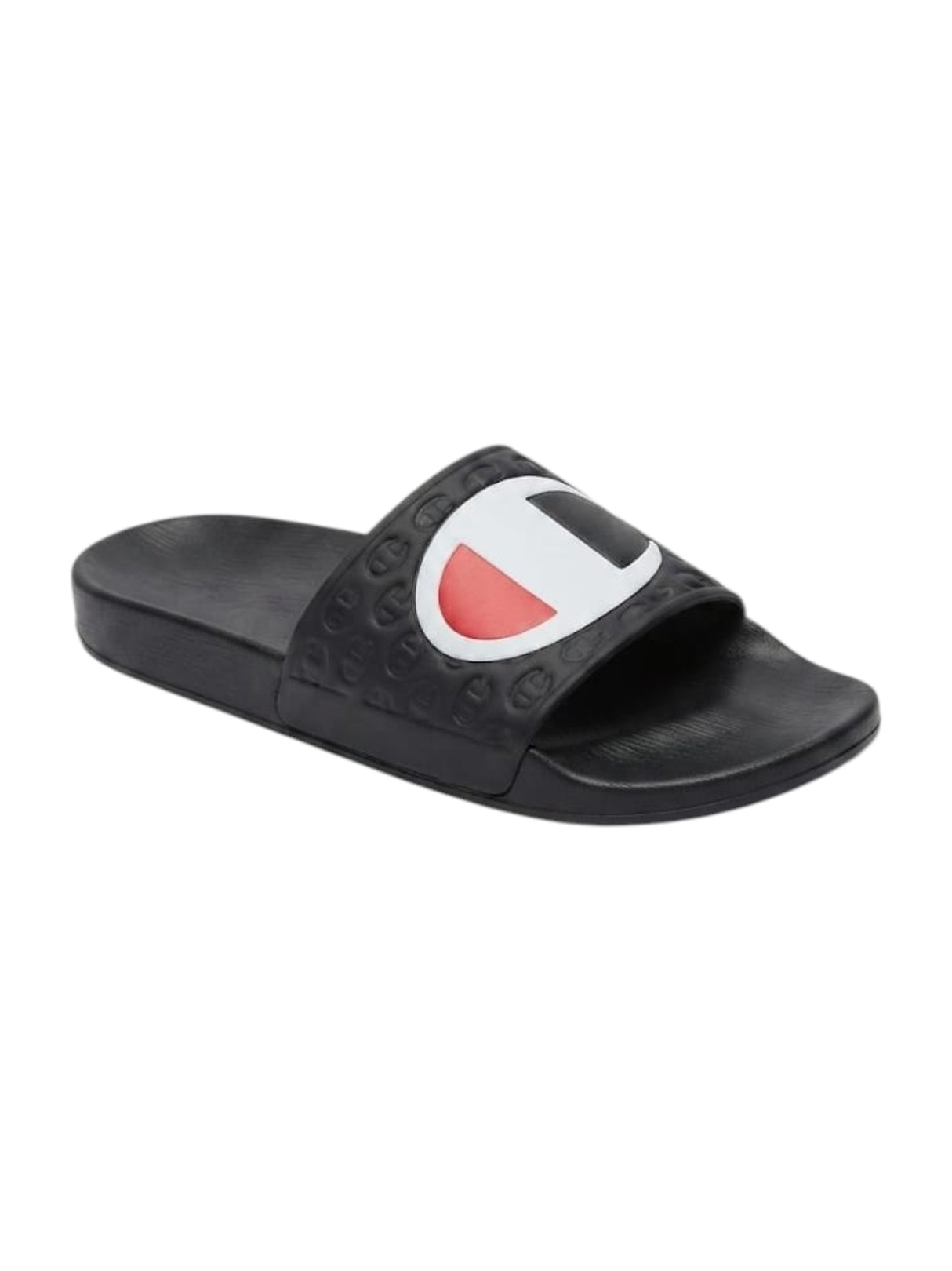 Image for Men's Logo Patched Slippers,Black