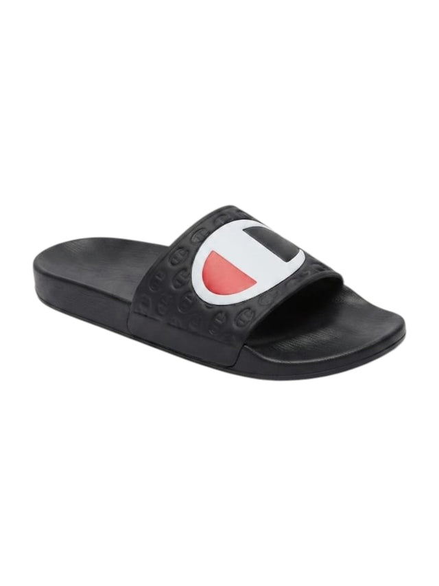 Image for Men's Logo Patched Slippers,Black