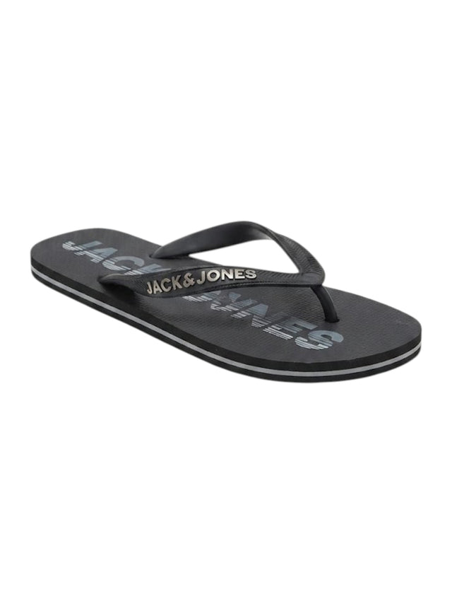 Image for Men's Logo Patched Slippers,Black