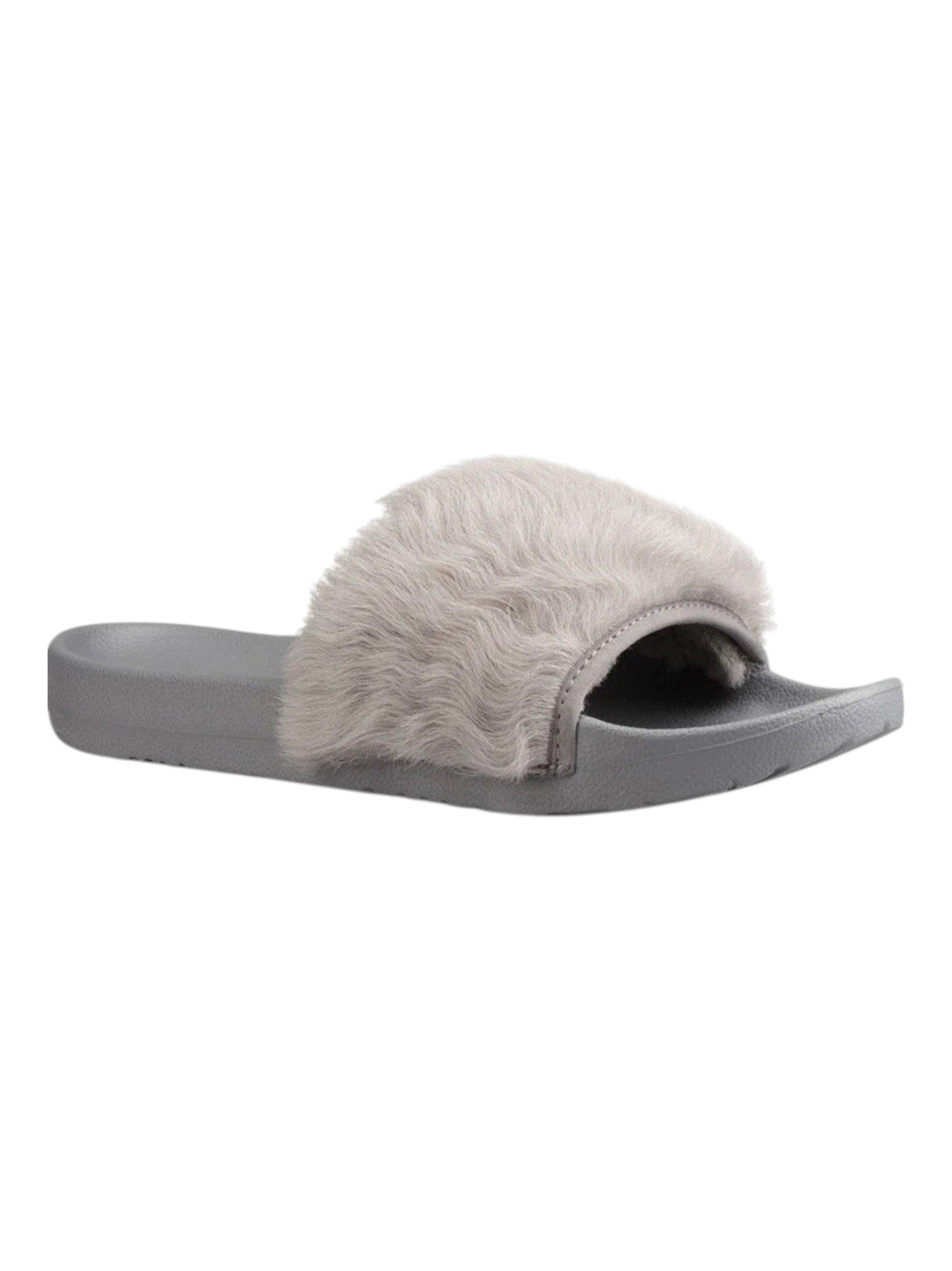 Image for Women's Plain Faux Fur Slippers,Grey
