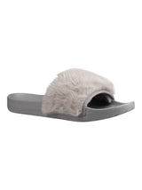 Image for Women's Plain Faux Fur Slippers,Grey