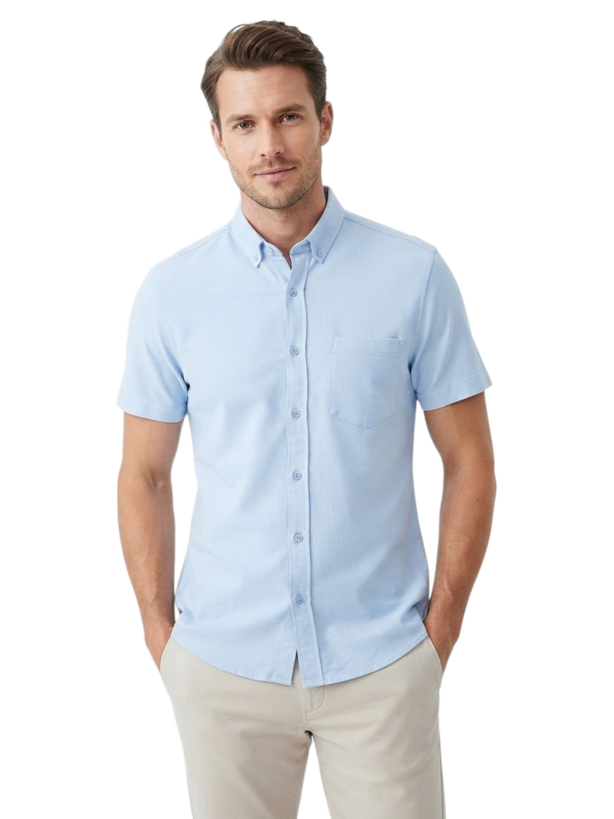 Image for Men's Textured Dress Shirt,Light Blue