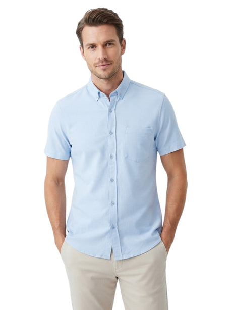 Image for Men's Textured Dress Shirt,Light Blue