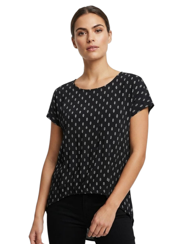 Image for Women's Printed Top,Black
