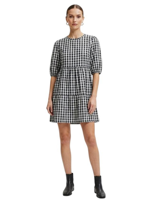 Image for Women's Plaid Dress,White/Black