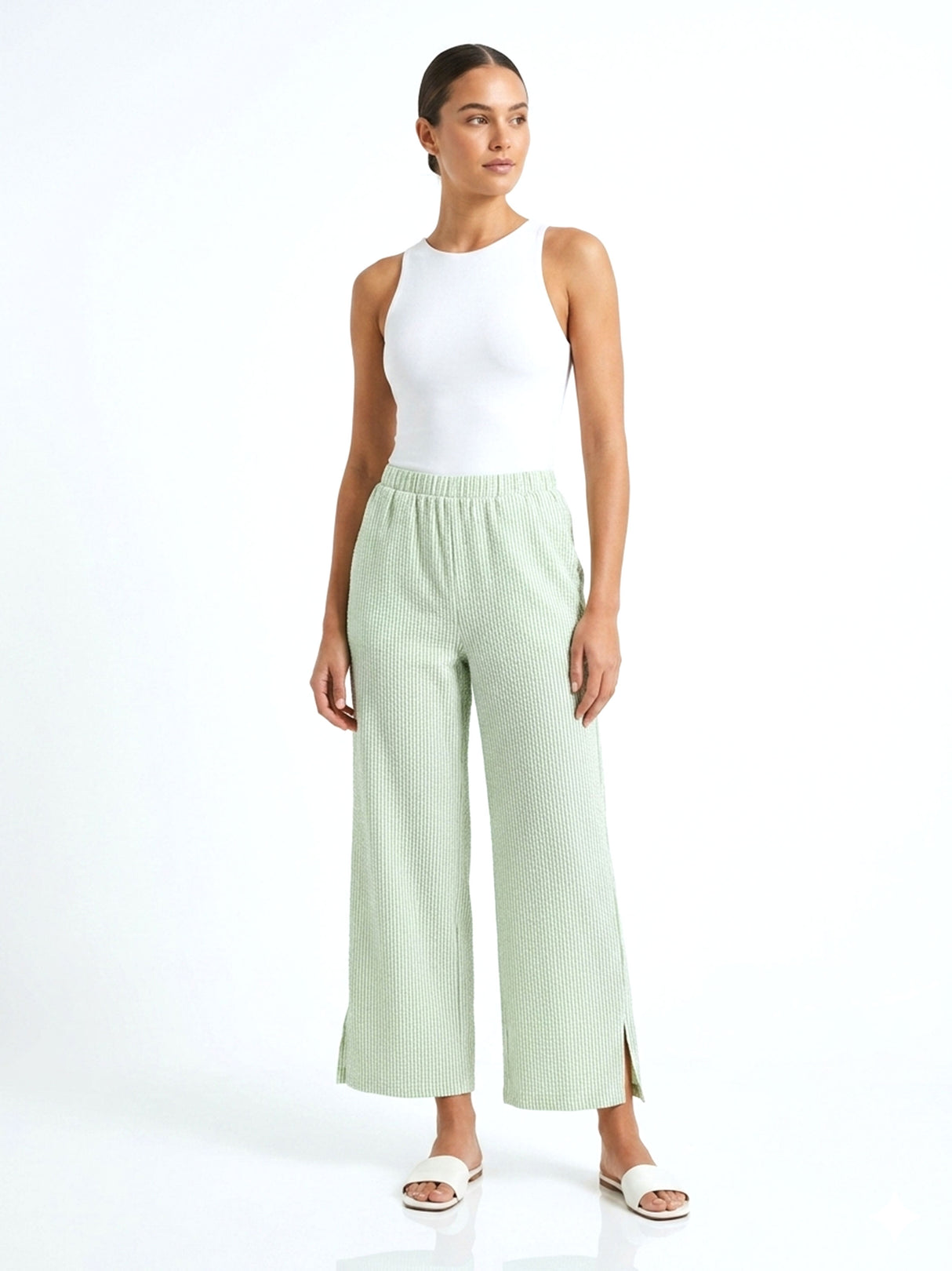 Image for Women's Textured Pant,Mint Green/White