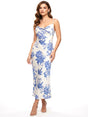 Image for Women's Floral Printed Dress,White/Blue