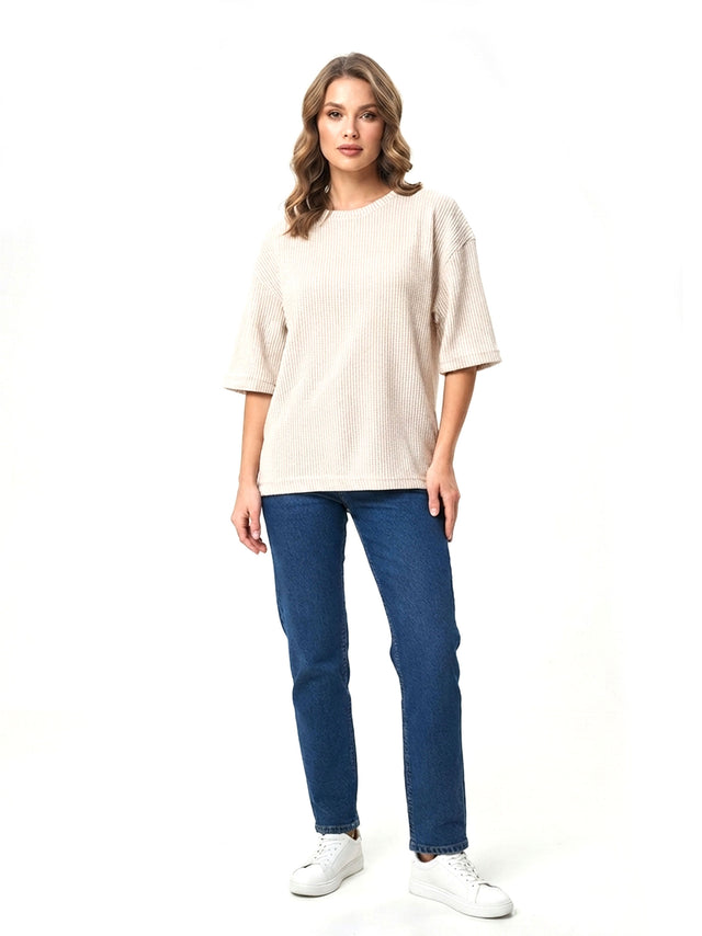 Image for Women's Striped Top,Beige/White