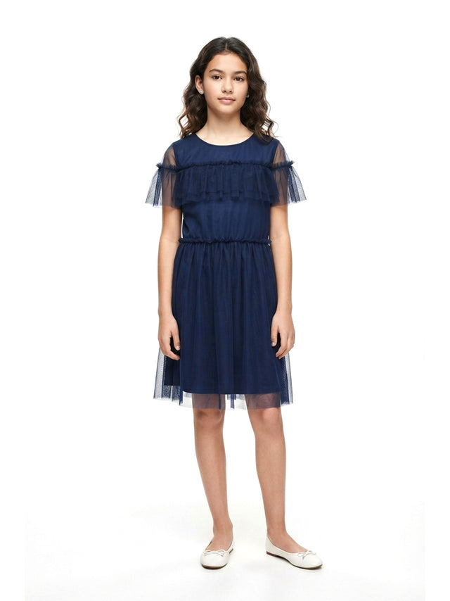 Image for Kids Girl's Ruffle Tulle Dress,Navy