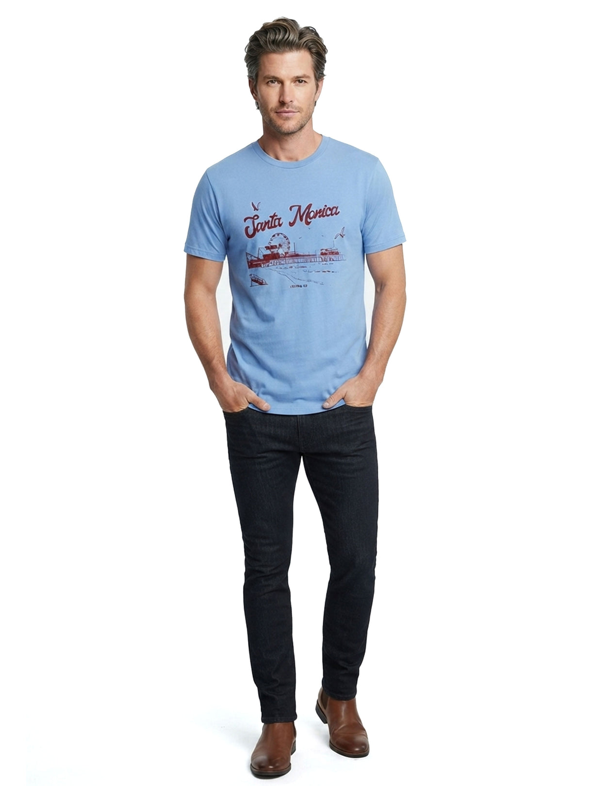 Image for Men's Printed Top,Dusty Blue