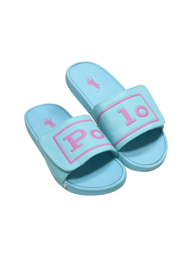 Image for Kids Girl's Logo Patched Slippers,Turquoise