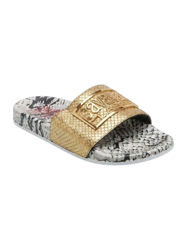 Image for Women's Logo Patched Slippers,Gold