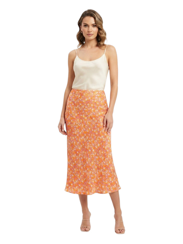 Image for Women's Floral Printed Skirt,Orange