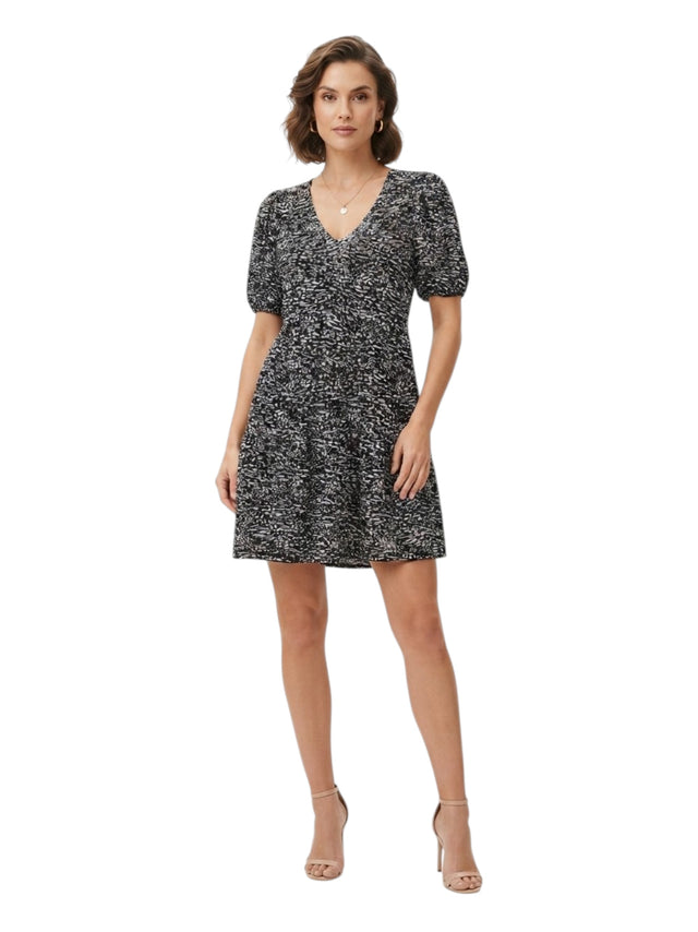Image for Women's Printed Dress,Black/White