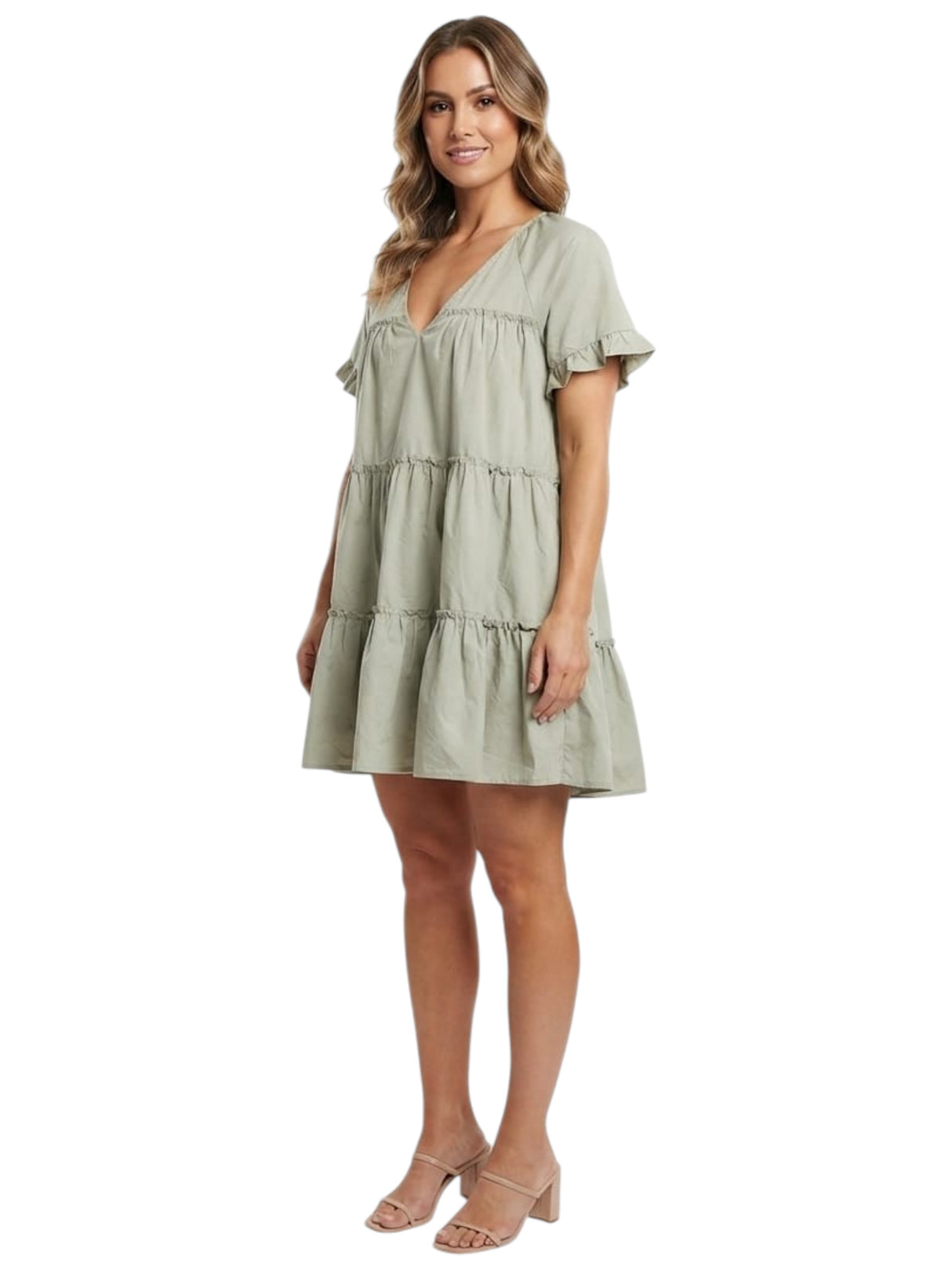 Image for Women's Plain Solid Dress,Dusty Olive