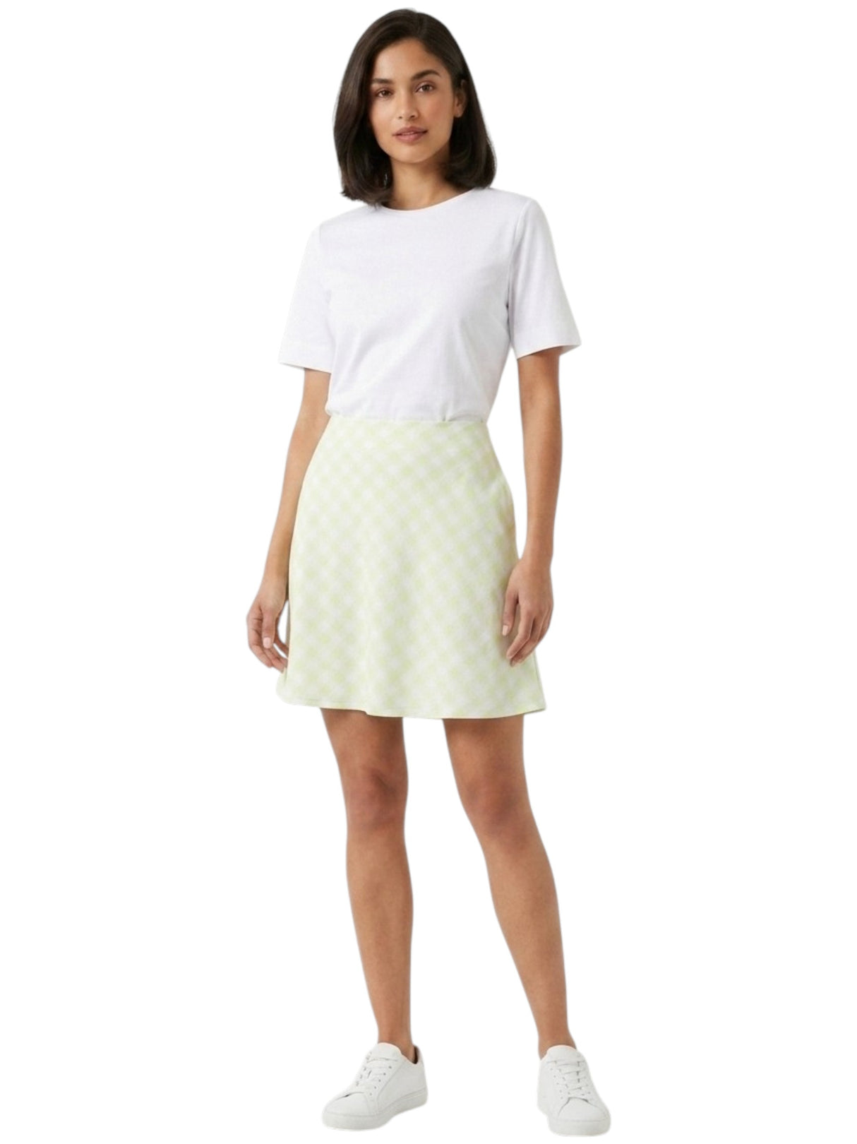 Image for Women's Plaid Skirt,Light Green/White